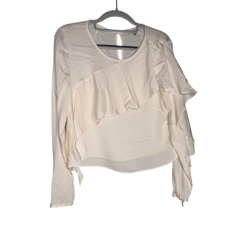 Millyโ silk ruffle cream long sleeve blouse